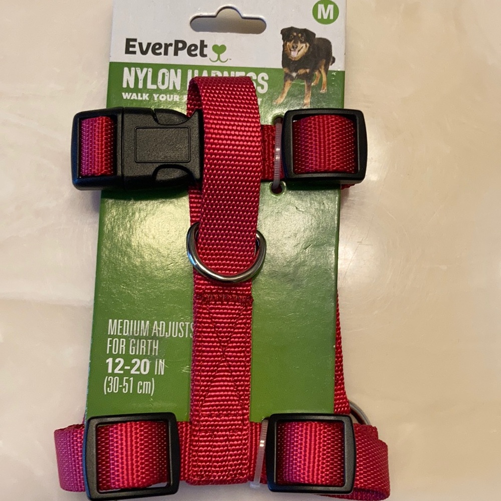 EverPet Nylon Harness EVERPET NYLON DOG HARNESS S/M ADJUST FOR GIRTH 12"-20" RED